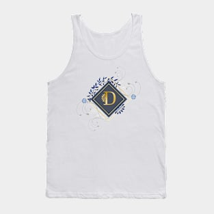 D, blue and gold initial monogram. Tank Top